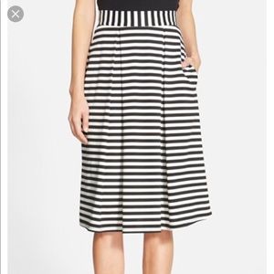 Wayf black and white striped midi skirt